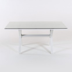 Mesa de jardín con tablero de cristal 140 cm X-LEG 2