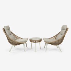 Conjunto de exterior mesa y sillones rattan trenzados 2