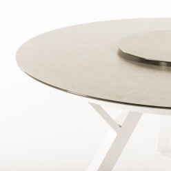 Mesa com vidro temperado redondo 150 cm creme 2