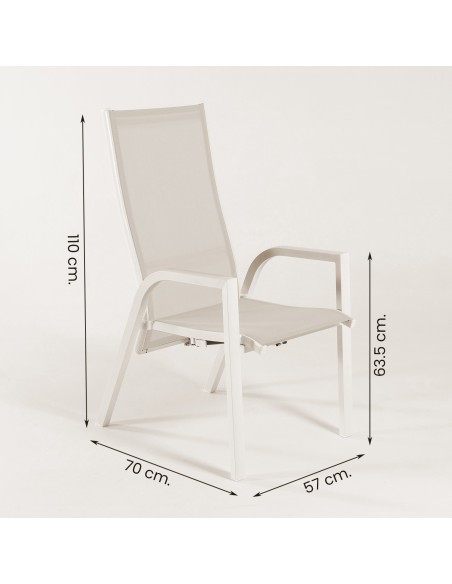 CHAISE DE JARDIN INCLINABLE HYDRAULIQUE BLANC CASSE