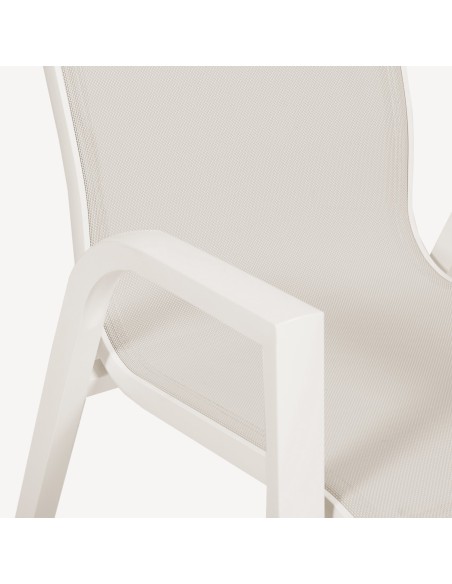 CHAISE DE JARDIN À DOSSIER HAUT BLANC CASSE