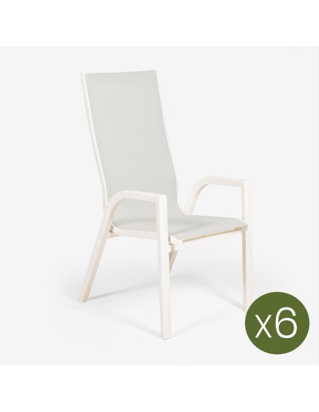CADEIRA DE JARDIM COM ENCOSTO ALTO OFF-WHITE - PACOTE COM 6 UNIDADES