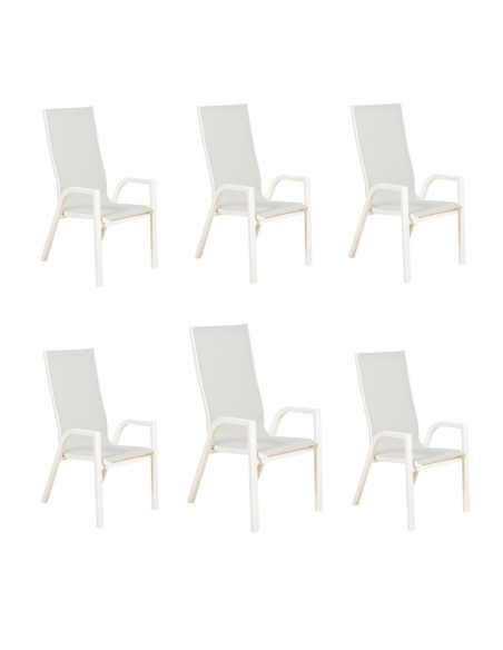 CADEIRA DE JARDIM COM ENCOSTO ALTO OFF-WHITE - PACOTE COM 6 UNIDADES