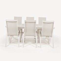 CONJUNTO EXTERIOR COM MESA EXTENSÍVEL 216-300 E 6 CADEIRAS DE ENCOSTO ALTO OFF-WHITE 2