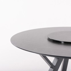 Ensemble table ronde avec verre trempe 150cm et 6 fauteuils Malmo anthracite 2