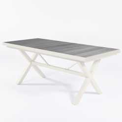 Mesa extensivel de aluminio 162/202 branco sujo com placas ceramicas para exterior