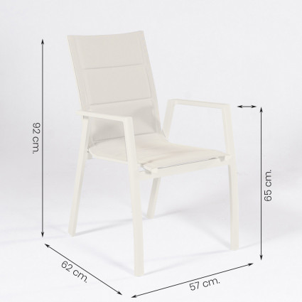 Conjunto de jardim com mesa extensivel de aluminio branco 202/264 e 6 cadeiras de aluminio