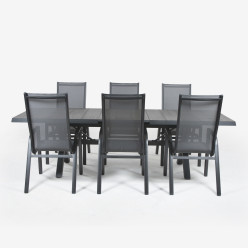 Table et fauteuils en céramique 202/264 Anthracite et 6 fauteuils à haut dossier 2