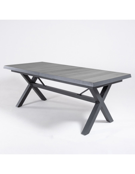 Table extensible en aluminium 162/202 anthracite avec plaques en ceramique pour l'exterieur