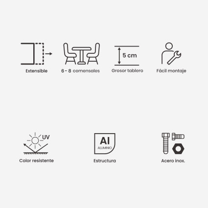 Table extensible en aluminium 162/202 anthracite avec plaques en ceramique pour l'exterieur