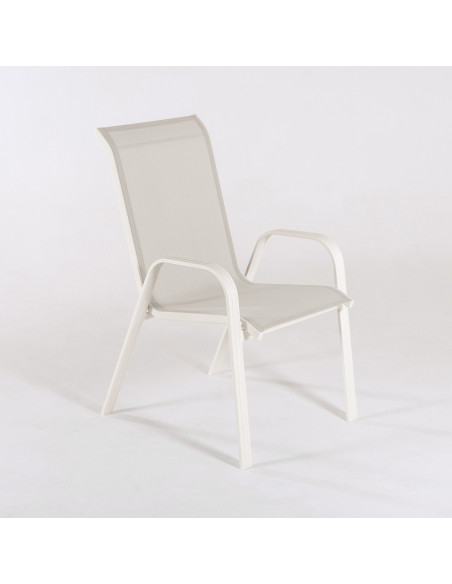 SILLÓN DE TERRAZA APILABLE MALMO BLANCO ROTO - PACK 2 UNIDADES