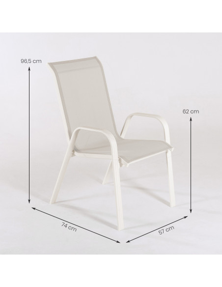 SILLÓN DE TERRAZA APILABLE MALMO BLANCO ROTO - PACK 2 UNIDADES