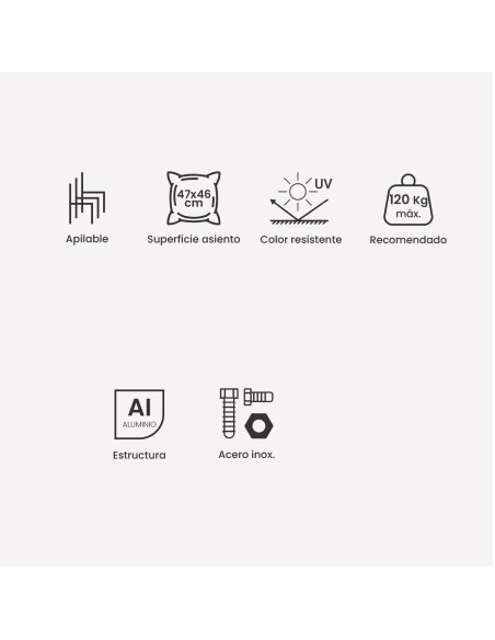 SILLÓN DE TERRAZA APILABLE MALMO BLANCO ROTO - PACK 2 UNIDADES