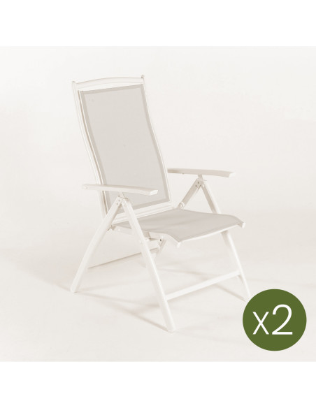 SILLÓN PARA EXTERIOR BLANCO ROTO RECLINABLE - PACK 2 UNIDADES