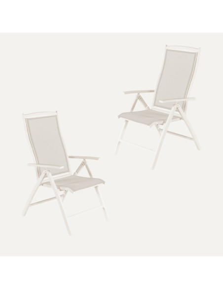 SILLÓN PARA EXTERIOR BLANCO ROTO RECLINABLE - PACK 2 UNIDADES