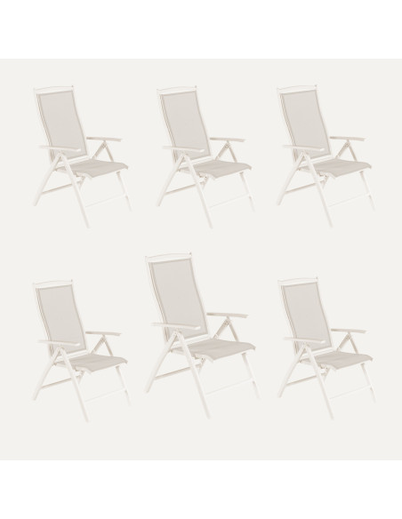 SILLÓN PARA EXTERIOR BLANCO ROTO RECLINABLE - PACK 6 UNIDADES