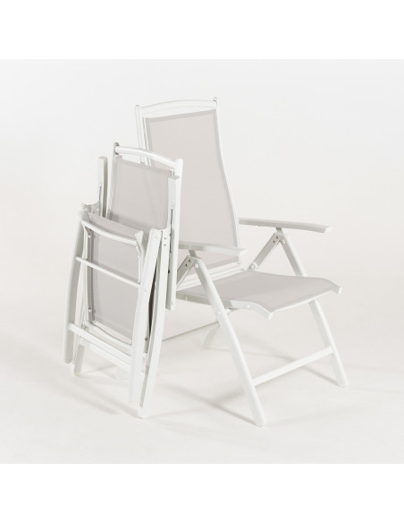 SILLÓN PARA EXTERIOR BLANCO ROTO RECLINABLE - PACK 6 UNIDADES
