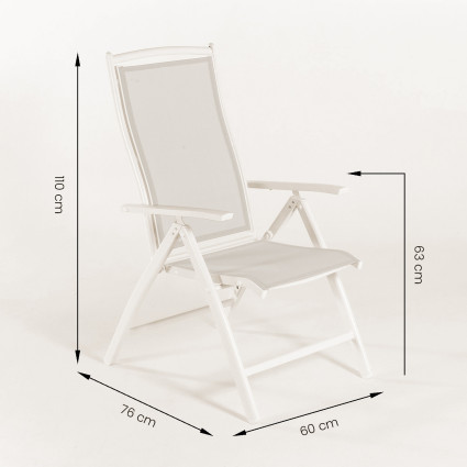 SILLÓN PARA EXTERIOR BLANCO ROTO RECLINABLE - PACK 6 UNIDADES