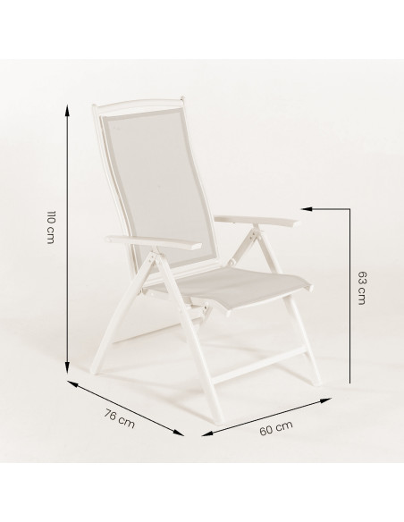 SILLÓN PARA EXTERIOR BLANCO ROTO RECLINABLE - PACK 6 UNIDADES