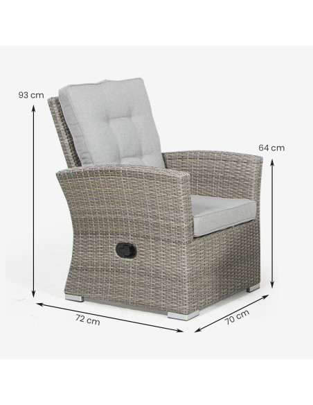 Poltrona reclinavel para terraco Monaco Tan - Pacote de 2 unidades