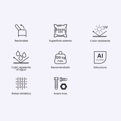 Fauteuil de terrasse inclinable Monaco Tan - Paquet de 2 unites