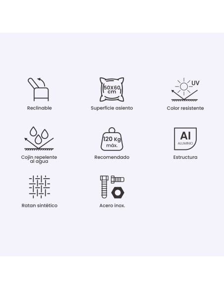 Fauteuil de terrasse inclinable Monaco Tan - Paquet de 2 unites