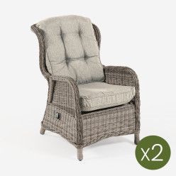 Fauteuil de jardin inclinable en fibre - Pack 2 unites