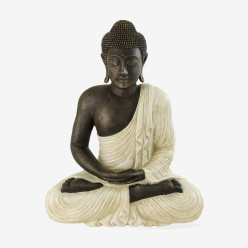 Statue de Bouddha meditant en blanc rustique