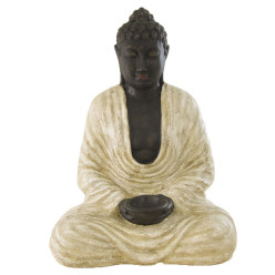 Statue bouddhiste en blanc rustique 2