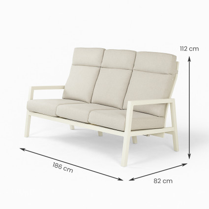 Sofa de jardin 3 plazas color crema