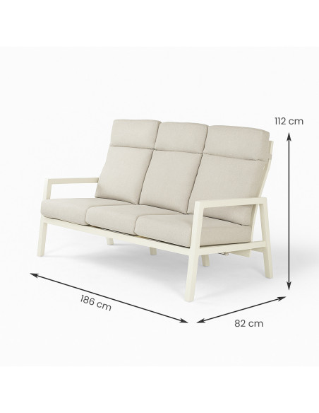Sofa de jardin 3 plazas color crema