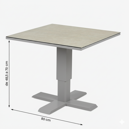 Mesa de exterior elevable 80X80 cm gris tierra