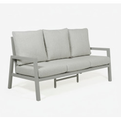 Canape en aluminium 3 places pour jardin gris terre