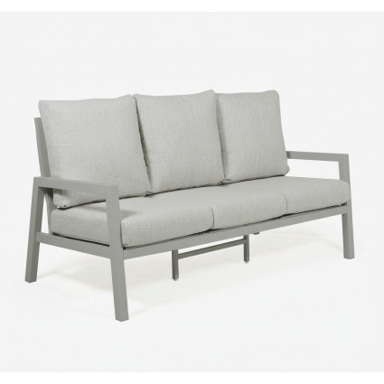 Canape en aluminium 3 places pour jardin gris terre