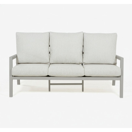 Canape en aluminium 3 places pour jardin gris terre