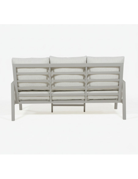 Canape en aluminium 3 places pour jardin gris terre