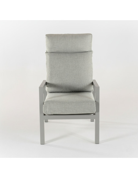Sillon aluminio reclinable Como gris tierra  - Pack 2 unidades
