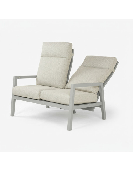 Sofa de jardim de aluminio de 2 lugares Como cinza terra