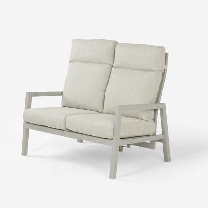 Sofa de jardim de aluminio de 2 lugares Como cinza terra