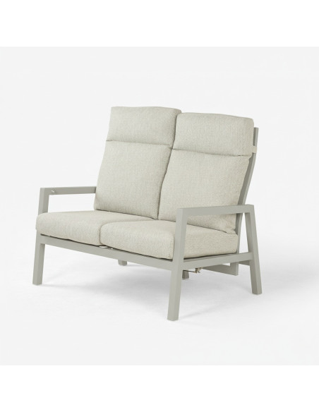 Sofa de jardim de aluminio de 2 lugares Como cinza terra