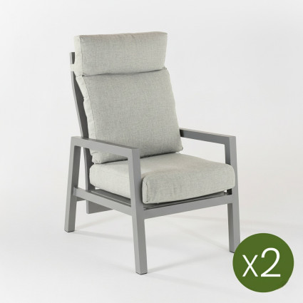 Fauteuil de jardin inclinable gris terre Como - Pack 2 unites