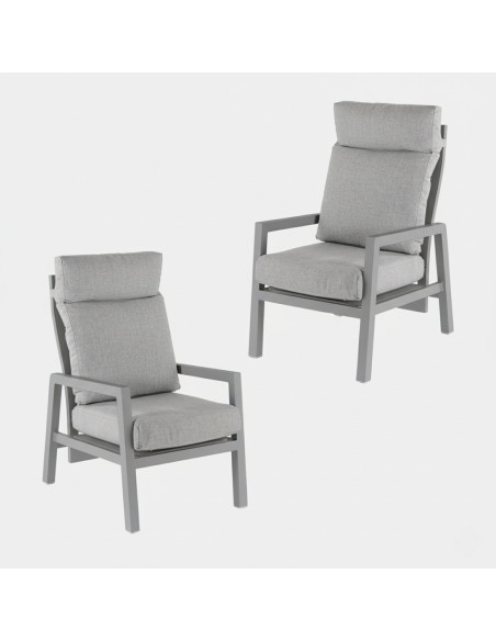 Fauteuil de jardin inclinable gris terre Como - Pack 2 unites