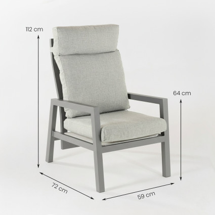 Fauteuil de jardin inclinable gris terre Como - Pack 2 unites