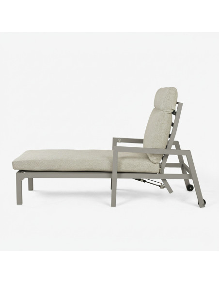 Tumbona de exterior gris tierra reclinable hidraulica - Pack 2 unidades