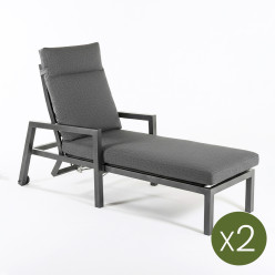 Modelo de antracite de espreguicadeira de jardim com coxim grossa - embalagem 2 unidades