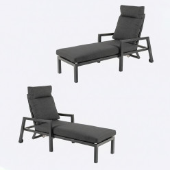 Modelo de antracite de espreguicadeira de jardim com coxim grossa - embalagem 2 unidades 2