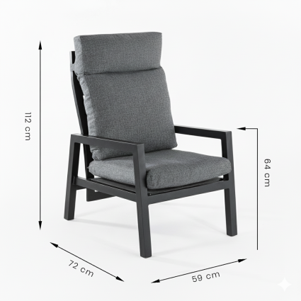 Cadeirao de exterior reclinavel antracite com estilo relax