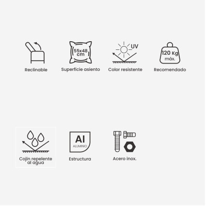 Cadeirao de exterior reclinavel antracite com estilo relax