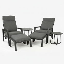 Conjunto outdoor Olivia 50 y  60 e poltronas reclinaveis COMO com apoio para os pes em aluminio antracite