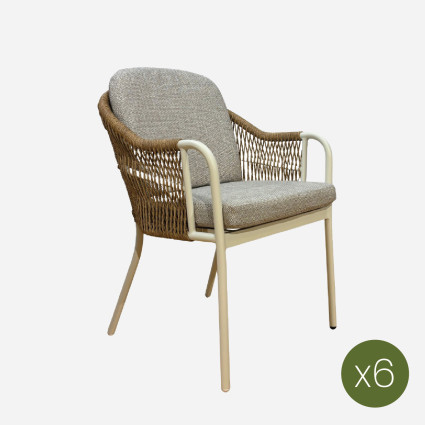 Fauteuil d’exterieur Olivia en aluminium blanc casse - Pack de 6 unites